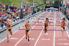Womens 100 metres hurdles, 2018 Great North CityGames. Photo: David T. Hewitson/Sports for All Pics